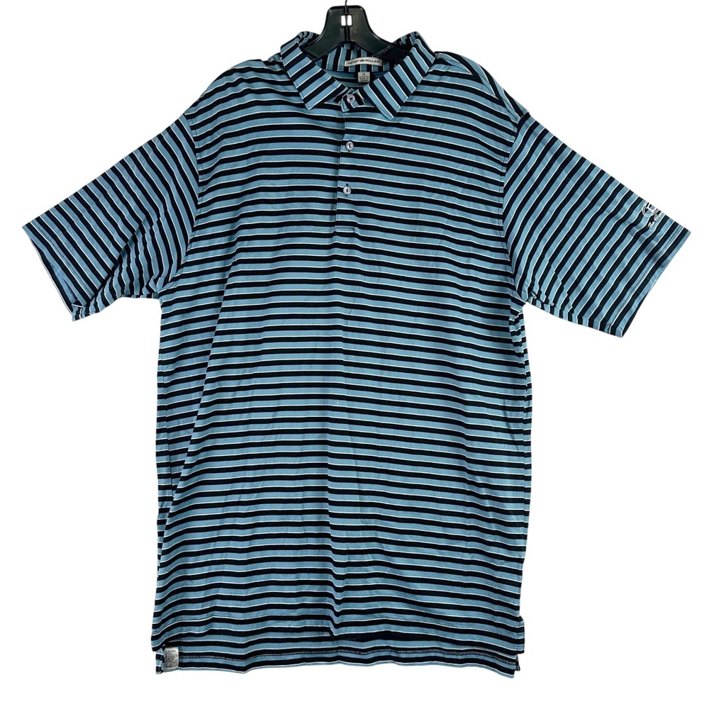 Peter Millar Striped Polo Shirt Mens XL Blue Black DC Country Club Golf Preppy